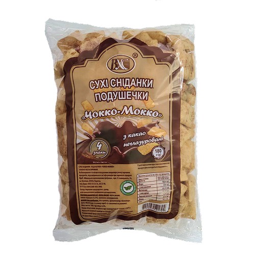 detail Suché snídaně. Polštářky „Čokko-Mocco“ s kakaem, neglazované 180 g ???