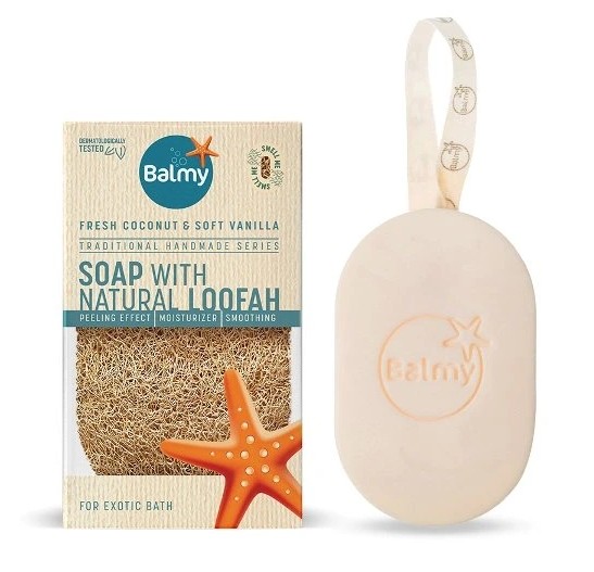 detail Mýdlo s přírodní lufou, kokosem a vanilkou Balmy
