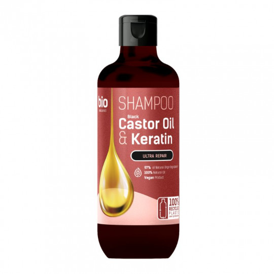detail Šampon pro všechny typy vlasů Castor Oil + Keratin 355ml Bio Naturell