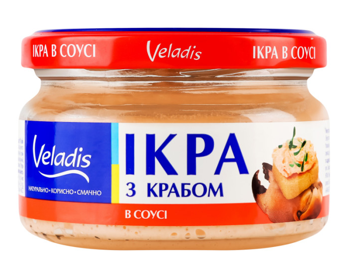 detail Ikra atlantických ryb s krabem v omáčce 160g Veladis