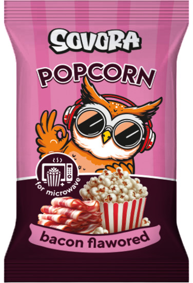 detail Popcorn s příchutí slaniny 100g Sovora
