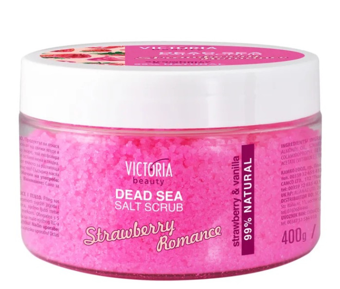detail Solný peeling na obličej a tělo Jahoda 400g ViktoriaBeauty