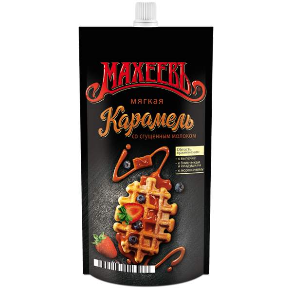 detail Topping jemná karamel Maheev 300g