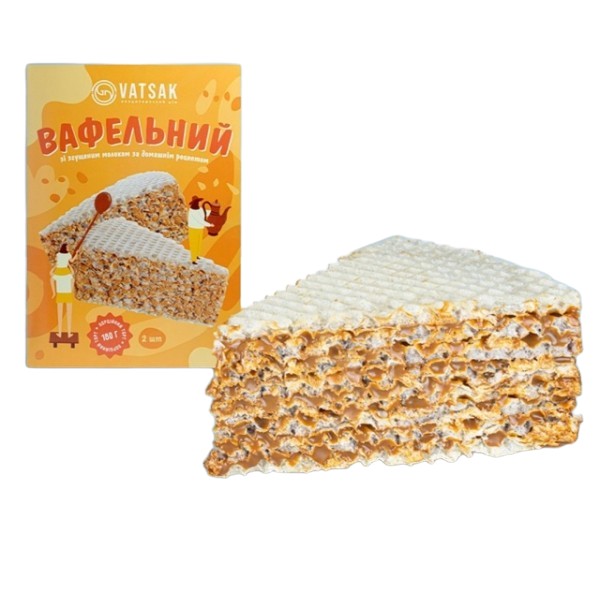 detail Vaflový dort s náplní, s příchutí karamelizovaného kondenzovaného mléka 180g mražený Vatsak