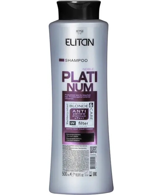 detail Šampon pro zesvětlené vlasy Proti žlutosti Platinový efekt 500 ml Elitan