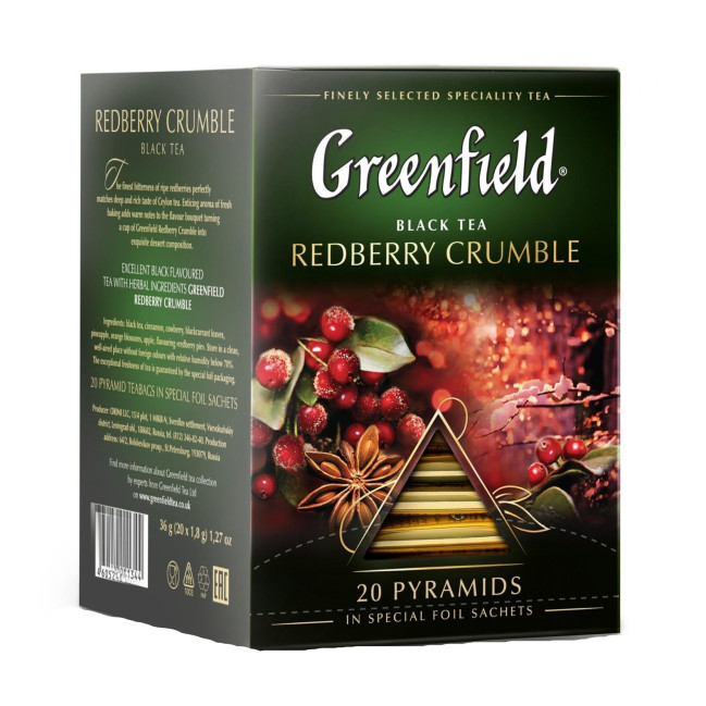 detail Černý čaj Redberry Crumble 20×1,8 g Greenfield
