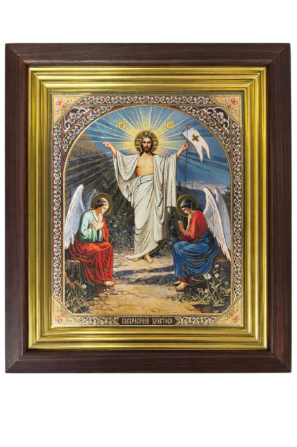 detail Ikona dřevěná velká 20x24cm Voskresenie