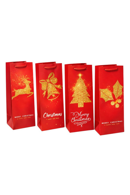 detail Dárková taška na láhev 35x12cm „Mix Nový rok“, červené