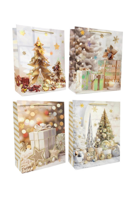 detail Dárková taška „Vánoční stromky, vánoční dárky“ 26x32cm