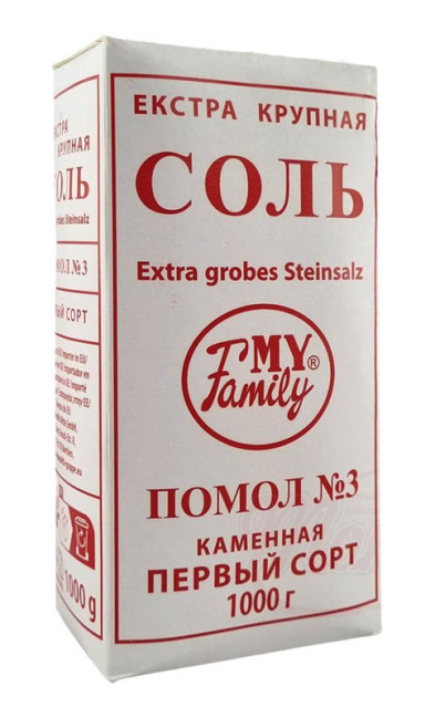detail Kamenná sůl Extra Hrubá 1kg MY FAMILY