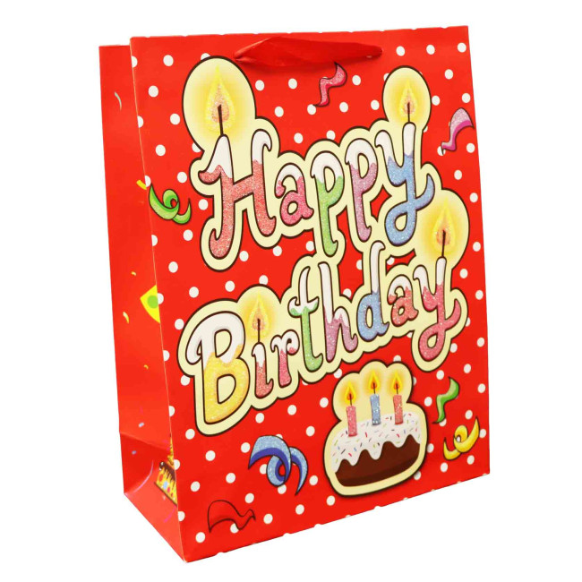 detail Dárková taška Happy Birthday červená 32*11cm