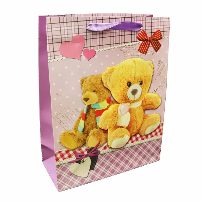 detail Dárková taška Mišky fialové 32*11cm