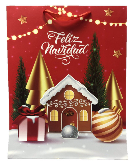 detail Vánoční dárková taška 3D červená