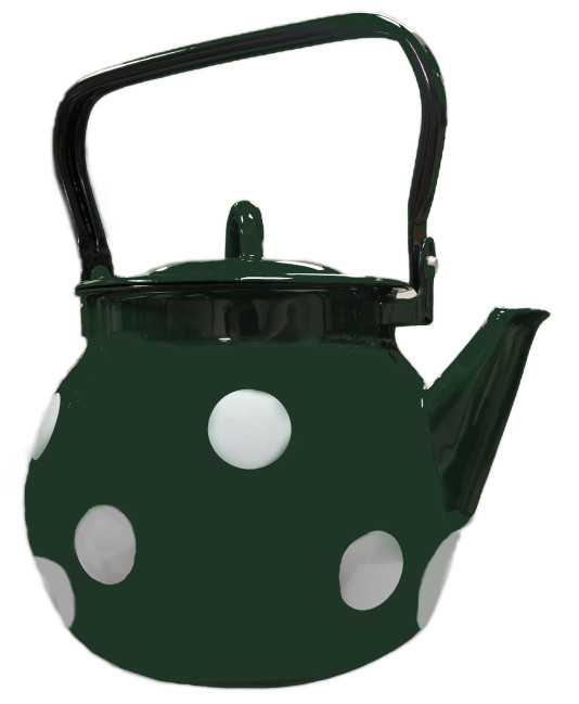 detail Smaltovaná konvice 3,5L zelená s puntíky