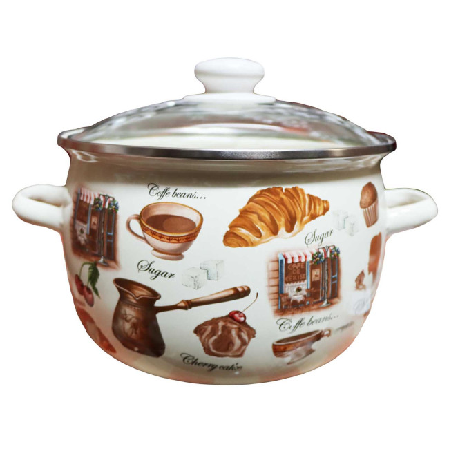 detail Smaltovaný kastrol Kavárna 3,5L