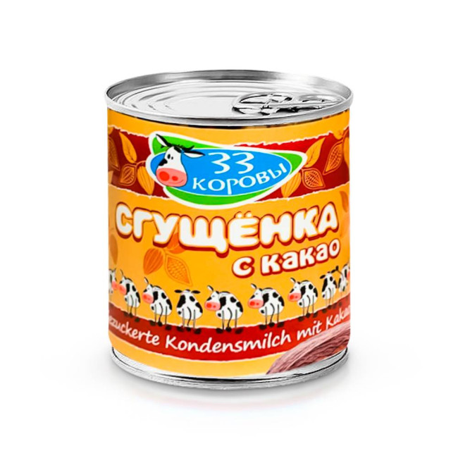 detail Slazené kondenzované mléko s kakao 397g 33 kravy
