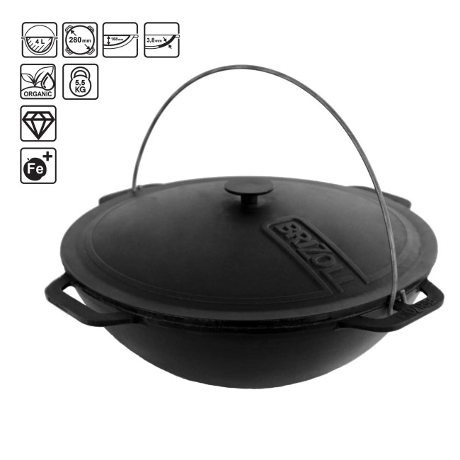 detail Litinový kotlík s poklíčkou Brizoll 4L WOK Asia