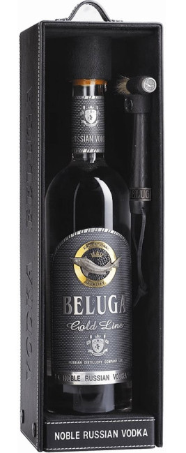 detail Vodka Beluga Gold Line 40% 0,7L v kožené krabici
