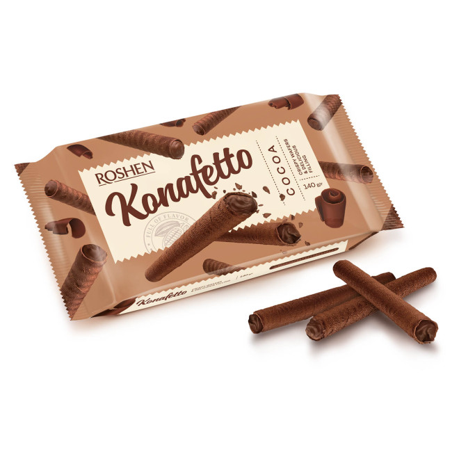 detail Oplatkové trubíčky s kakaem 140g Konafetto