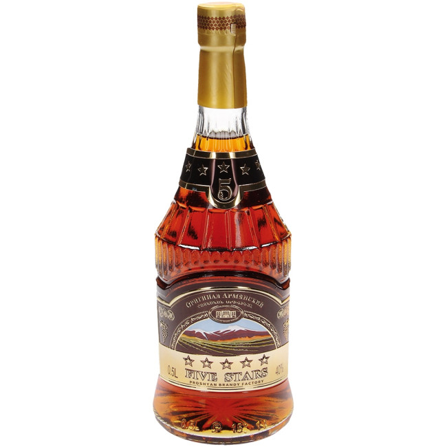 detail Brandy Five Stars 5 let 0,5L 40% PROSHYAN