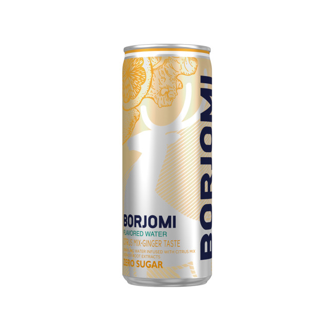 detail Perlivá voda s citrusovým mixem a chutí zázvoru 0,33l Borjomi
