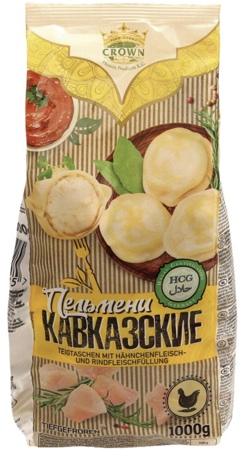 detail Pelmeně s kuřecím a hovězím masem 1000g Crown