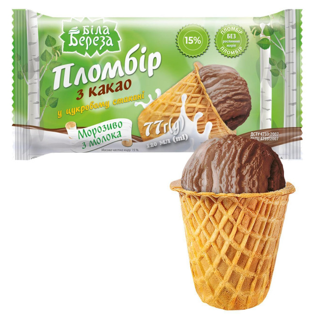 detail Zmrzlina s kakaem v cukrové sklenici 77g Belaja Bereza