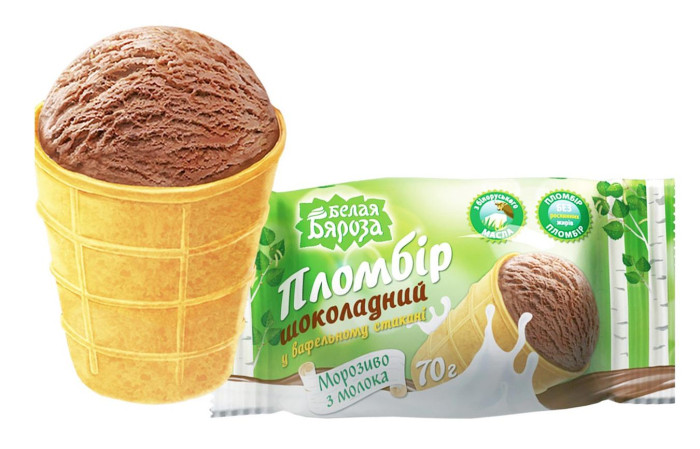 detail Zmrzlina Plombir s kakaem 70g Belaja Bereza
