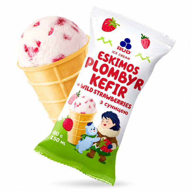 detail Zmrzlina KEFIR s lesní jahodou 80g Rud