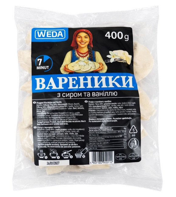 detail Vareniky s tvarohem a vanilkou 400g Weda