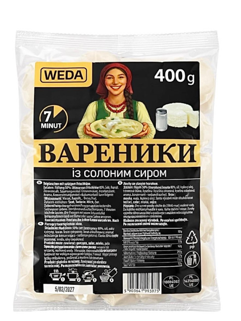 detail Vareniky se slaným tvarohem 400g Weda