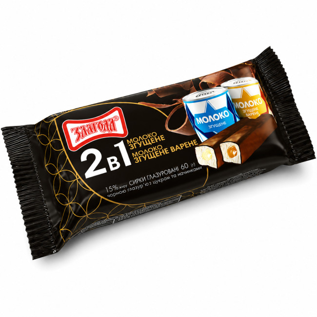 detail Tvarohové tyčinky 2v1 s kondenzovaným a vařeným kondenzovaným mlékem 60g Zlagoda