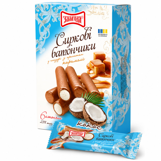detail Tvarohové tyčinky s kokosovou náplní v karamelové polevě 120g Zlagoda