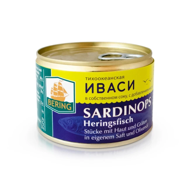 detail Sardinka Ivasi v pôvodnom stave 245g Bering