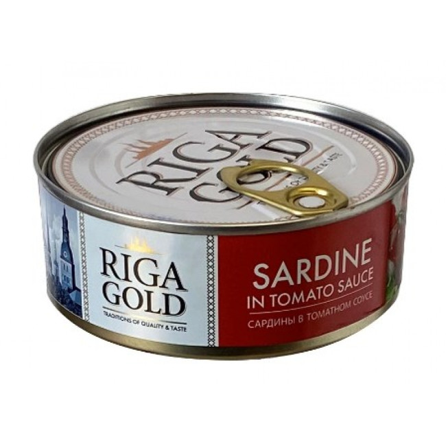 detail Sardiny v rajčatové omáčce 240g RIGA GOLD
