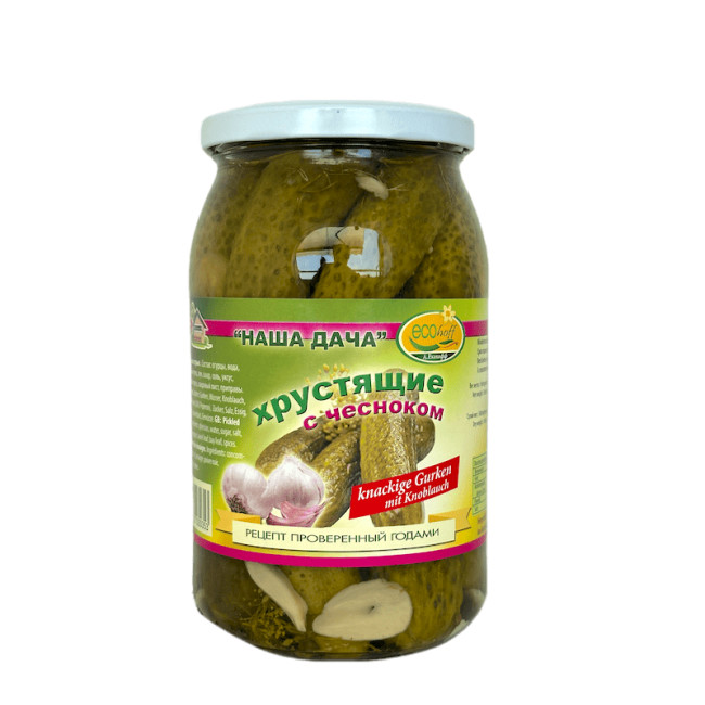 detail Křupavé okurky s česnekem 420 g Ecohoff