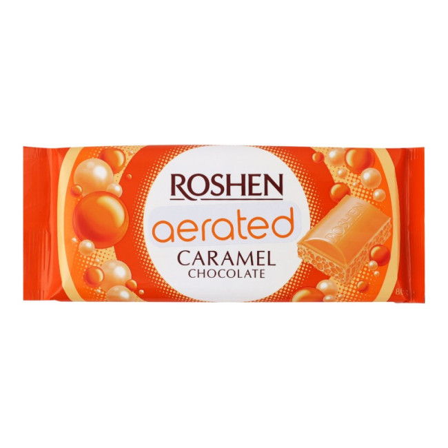 detail Bílá bublinková čokoláda karamelová 80 g Roshen
