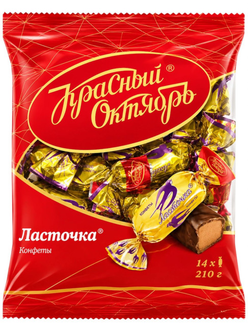 detail Bonbóny v čokoládové polevě Lastočka 210g Červený Október
