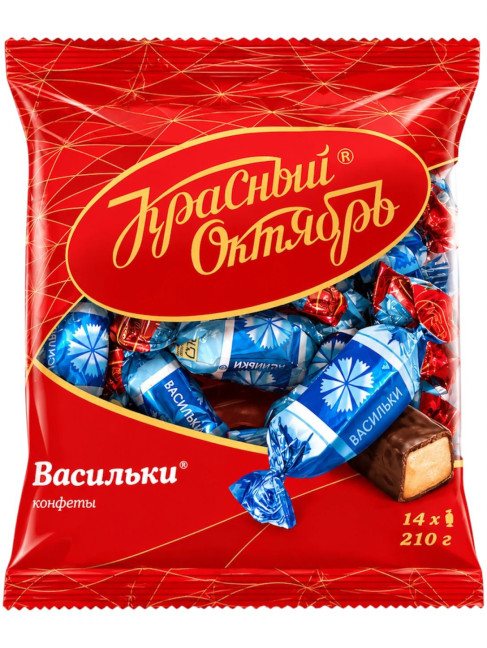 detail Bonbóny v čokoládové polevě Vasilky 210g Červený Október