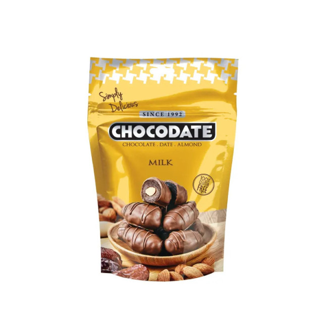 detail Dubajské datle s mandlemi v mléčné čokoládě 90 g Chocodate