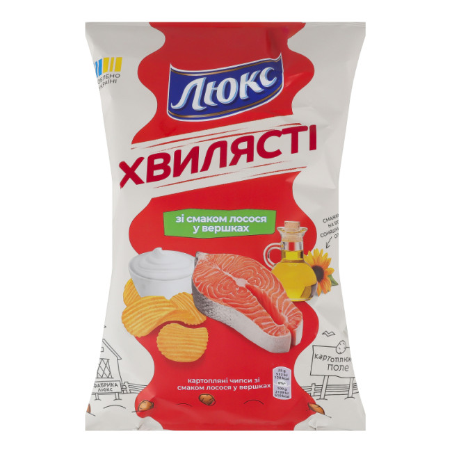 detail Brambůrky vlnité s příchutí lososa ve smetaně 125g LUX