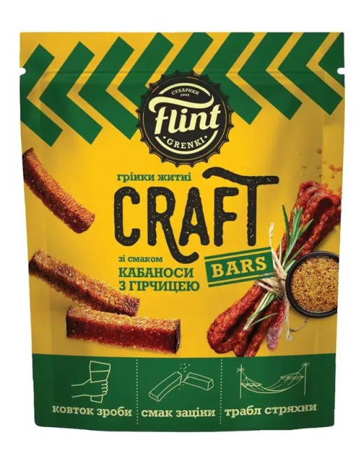 detail Krutony s příchutí Klobásy kabanos a hořčice 80g Flint Craft Grenki
