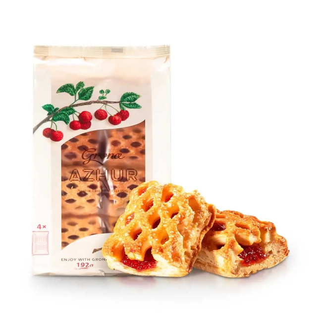 detail Sušenky lístkové „Ažur“ s višňovou náplní 192 g Grona