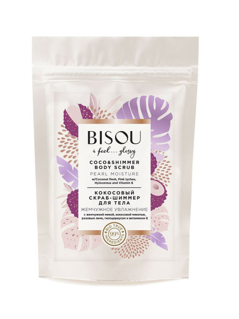 detail Třpytivý tělový peeling Kokos 200g BISOU