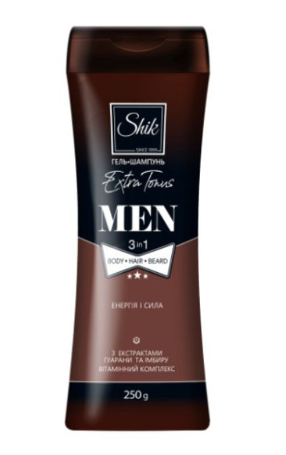 detail Sprchový gel a šampon Men 3v1 Extra Tonus 250ml Shik