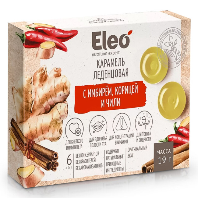 detail Candy karamel se zázvorem, skořicí a chilli 19g Eleo