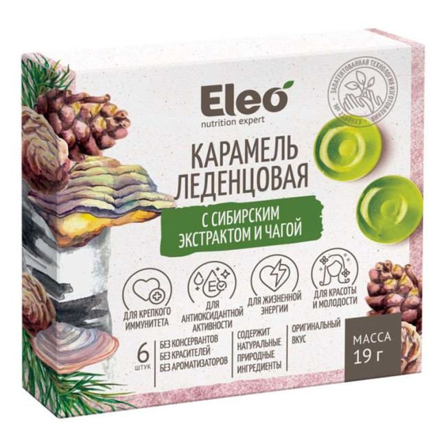 detail Candy karamel se sibiřským extraktem a chaga 19g Eleo