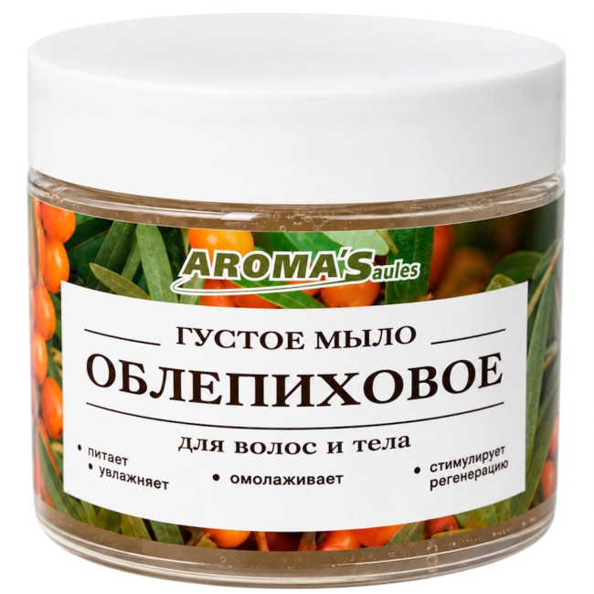 detail Husté mýdlo pro vlasy a tělo Rakitnýkové 250ml AromaSaules