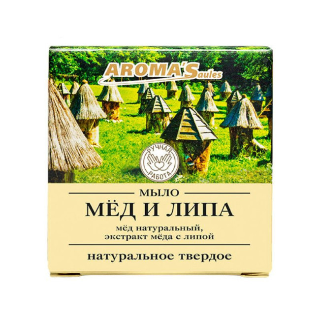 detail Prírodné tuhé mydlo Med a Lipa 80 g Aroma Saules