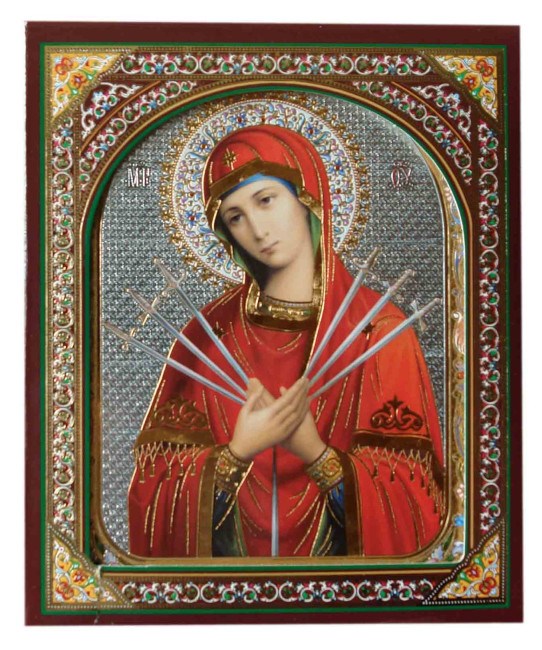 detail Ikona dřevěná Semistrelnaja 15x18cm v pouzdře